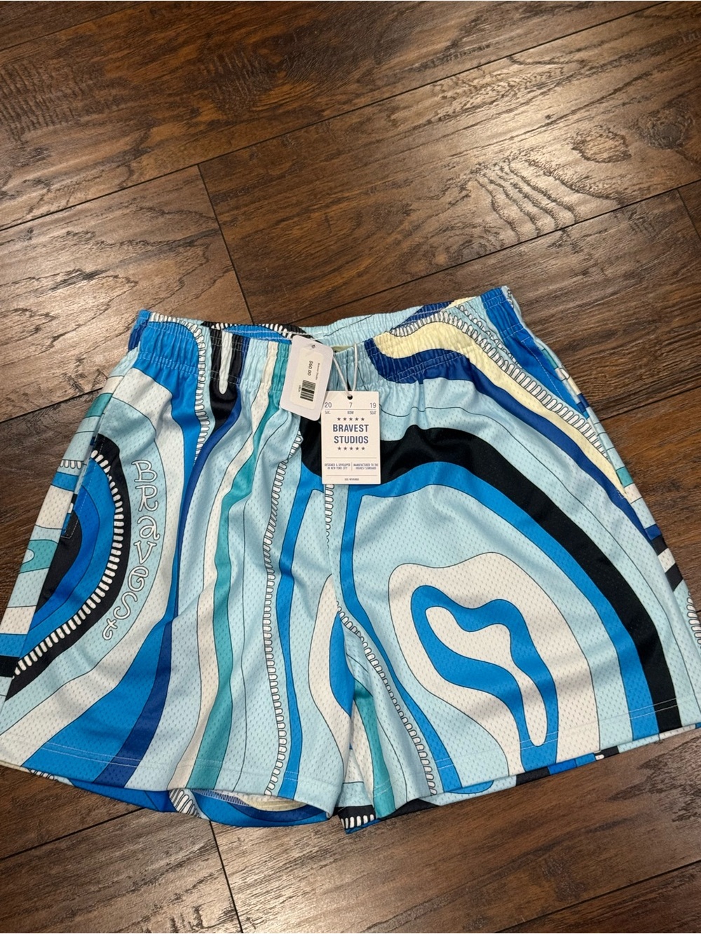 Bravest Studios Light and Navy Blue Graphic Athletic Shorts